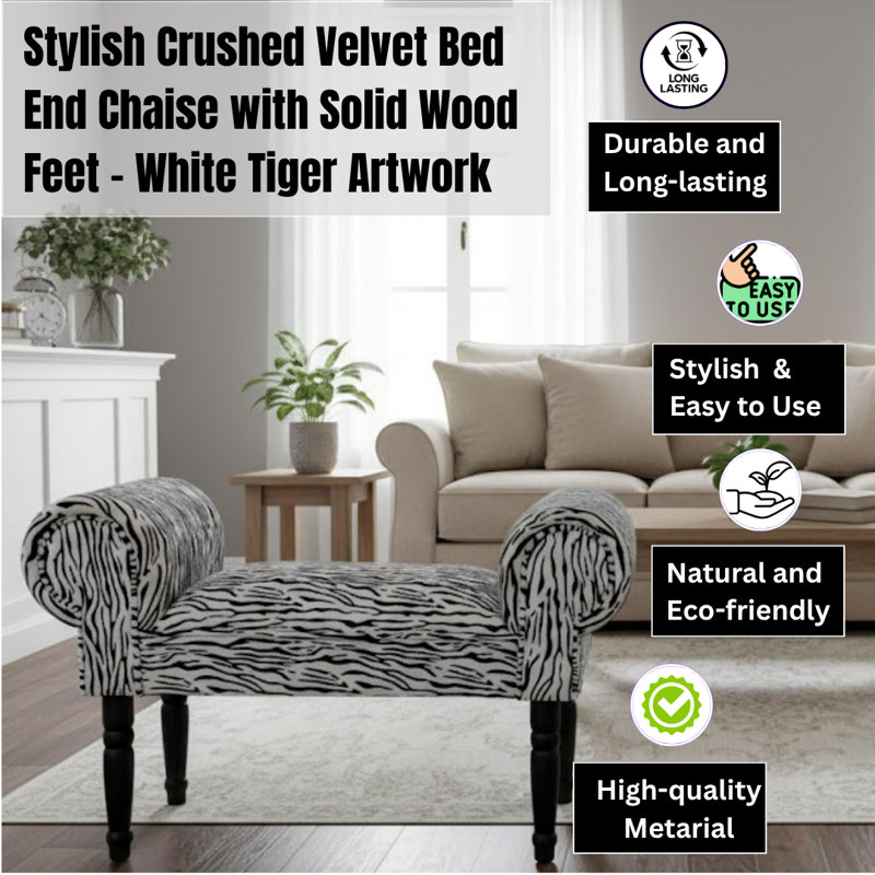 Velvet Upholstered Window Seat Bench - Soft Fabric, Foam Cushion, Wooden Legs, Hand Finished Seating for Living Room & Home