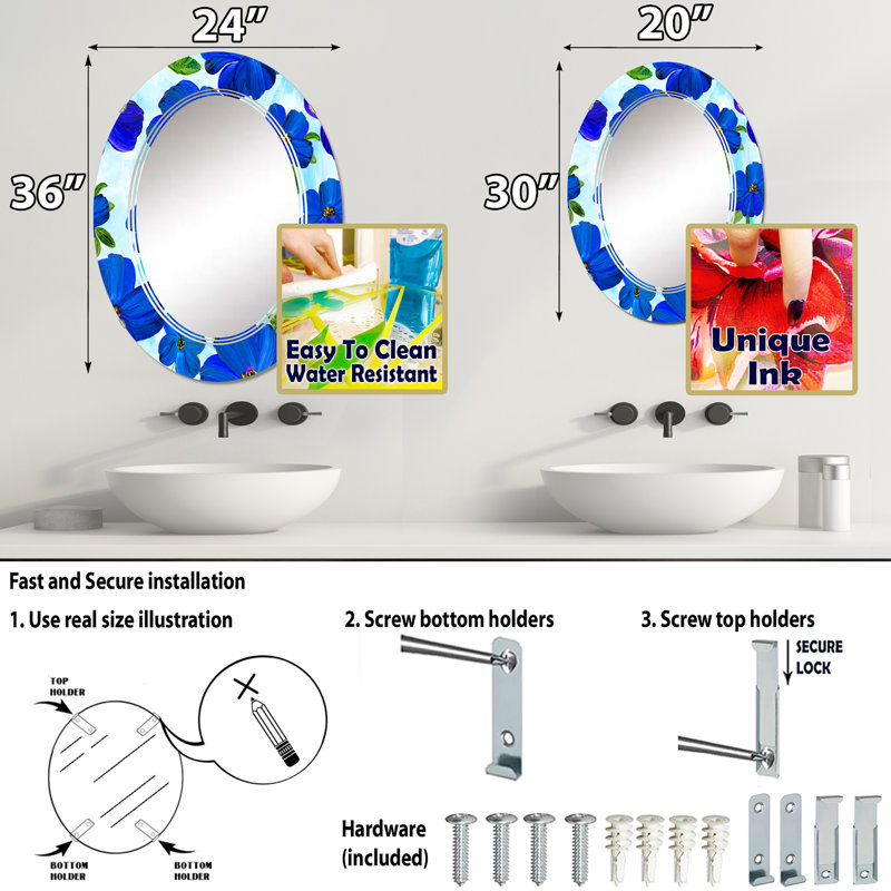 Miroir de salle de bain sans cadre, 30 po x 20 po