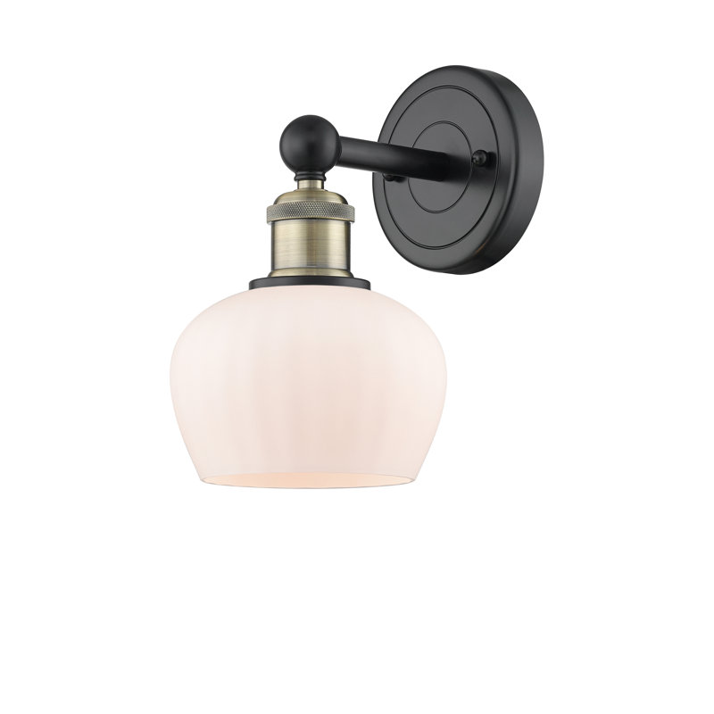 Canute Armed Sconce, Matte White, Black Antique Brass