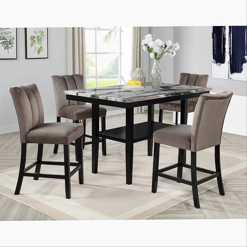 Brown Upholstered Counter Height Chair (Set of 2) for Kitchen Dining Room