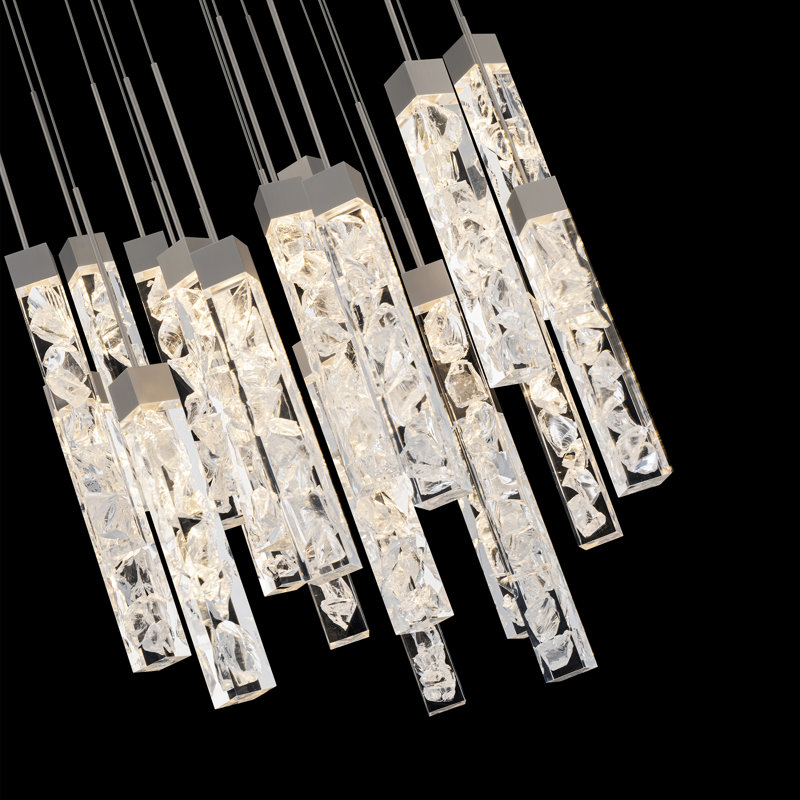 Minx Cluster LED Lights Round Pendant, Antique Nickel, 160" H x 26" W x 26" D, 21