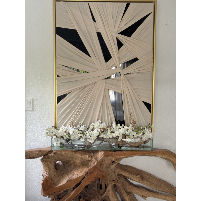 Cherry Blossoms In Glass Planter, 8" H x 26" W x 6" D