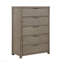 Commode de rangement contemporaine à 5 tiroirs à finition en queue d'aronde de style contemporain gris clair en bois durable