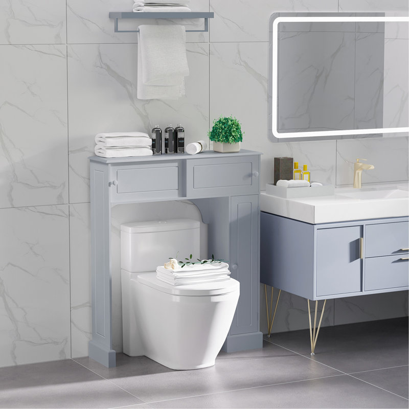 Armoire de rangement au-dessus de la toilette avec tablettes réglables, support de toilette