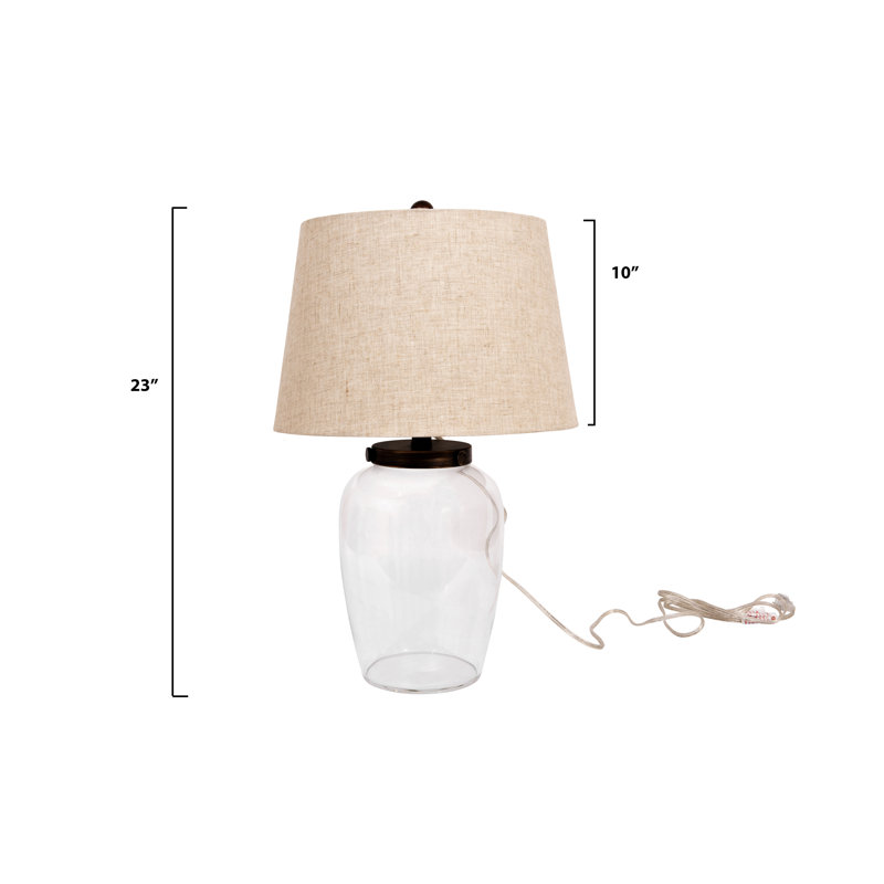 Fillable Glass Table Lamp with Linen Shade