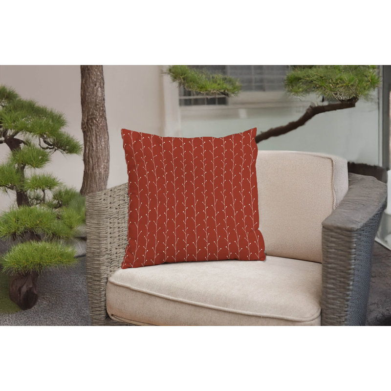 Coussin décoratif Vine Branch, Brique argile florale, Carré 26 po