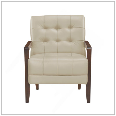 Exquisite Tufted Accent Chair With Walnut Finish And Premium Wombles Upholstery