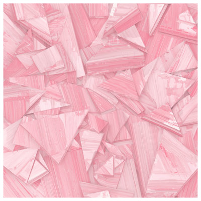 Pink Geometric Triangles Bath Mat