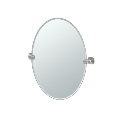 Jewel Wall Mount  Frameless Oval Bathroom Vanity Mirror | Pivots and Beveled Mirror