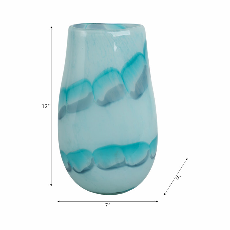 Handmade Glass Table Vase, 12" H x 7" W x 6" D