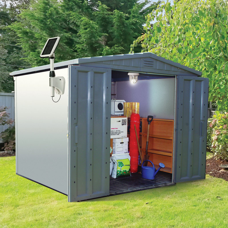 Light My Shed IV Solar LED Area Light with 2-Light Integrated Bright White Light Bulb