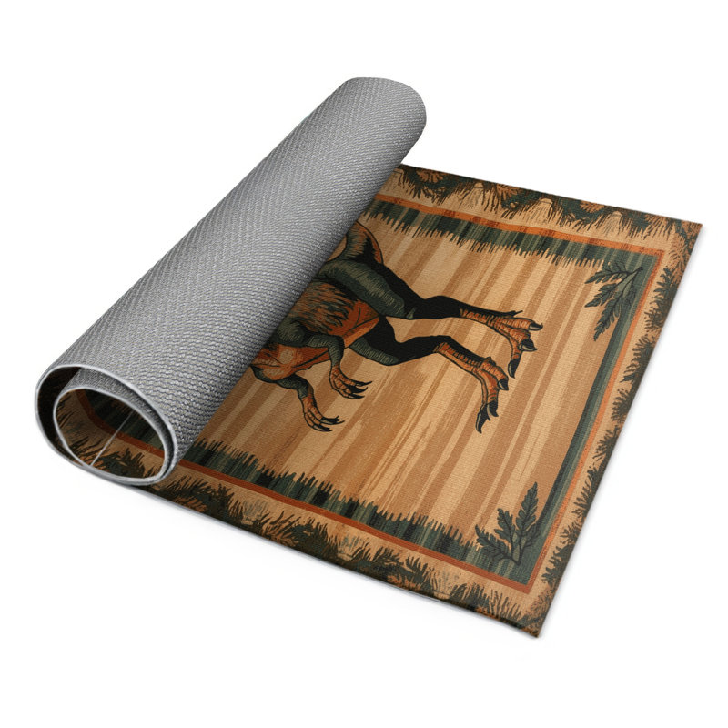 Dinosaurs Brown Indoor and Outdoor Area Rug, Rectangle 2' x 3'