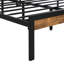 Lit plateforme en métal avec tête de lit en bois et douille, sommier tapissier non désiré, généreux espace de rangement, construction silencieuse, cadre et ligne pleine grandeur noir / brun, sans demande, grand volume, simple-1387809089