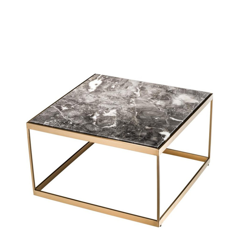La Quinta End Table, Brass, Gray