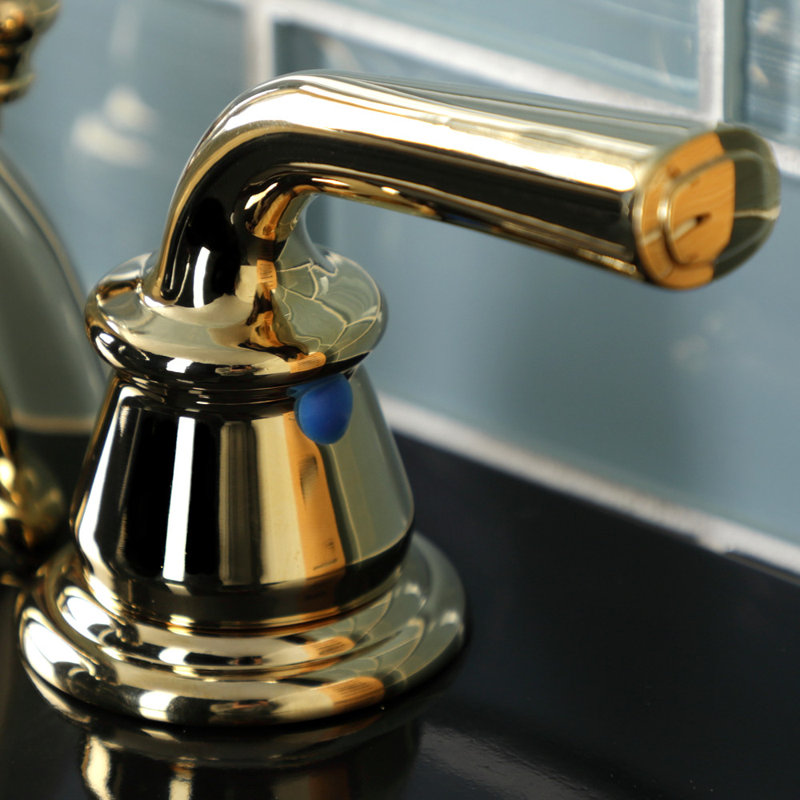 Robinet de salle de bain à large entraxe avec bonde, Laiton poli