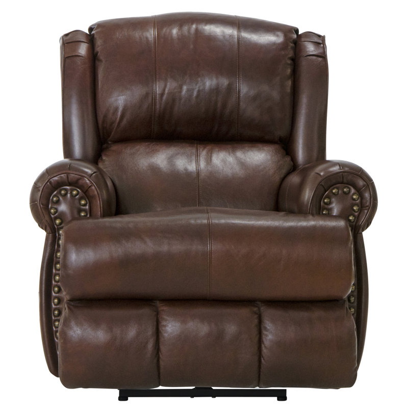 Fauteuil inclinable en cuir italien Woodville, Cuir assorti noyer, Électrique