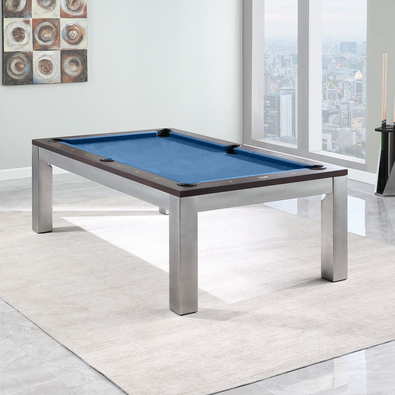 Playcraft Genoa 8' Slate Pool Table With Dining Top & Benches/Professional Installation Included, Academy Blue, 8.5'