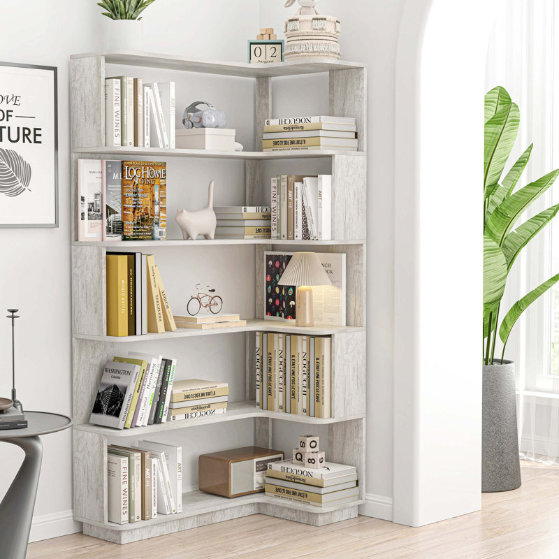 Bibliothèque d'angle peu encombrante avec sécurité anti-basculement, Light Grey