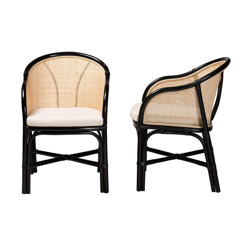 Norah Fabric Rattan Arm Chair Dining Chair