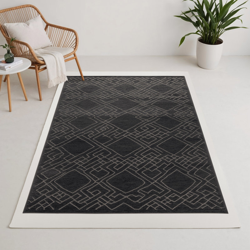 Trellis Gray Indoor and Outdoor Area Rug, Rectangle 3' x 5'
