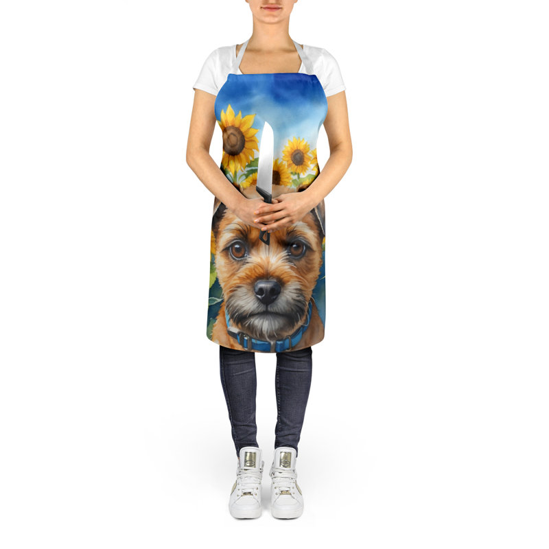 Border terrier en tablier tournesols