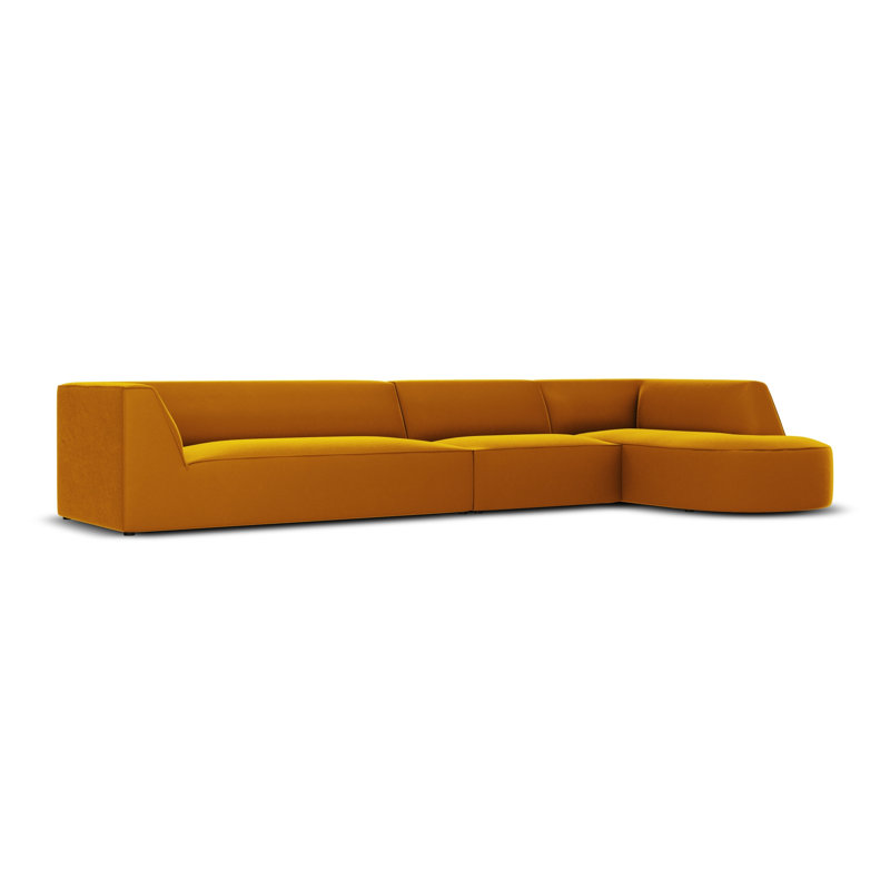 Adoraim 6 Seater Velvet Sofa & Chaise, Right Hand Facing, Yellow