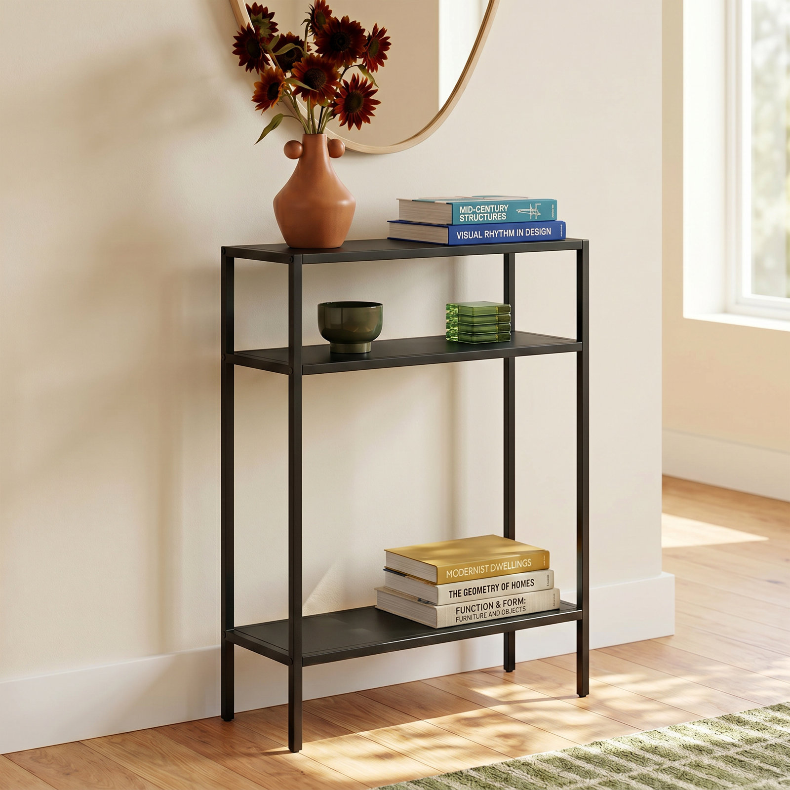 Aisha Console Table, Blackened Bronze, 29.5" H x 22" W x 8" D