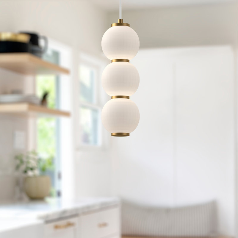 Queenstown Light Glass Steel Pendant, 19.75" H x 6.375" W x 6.375" D, Aged Gold