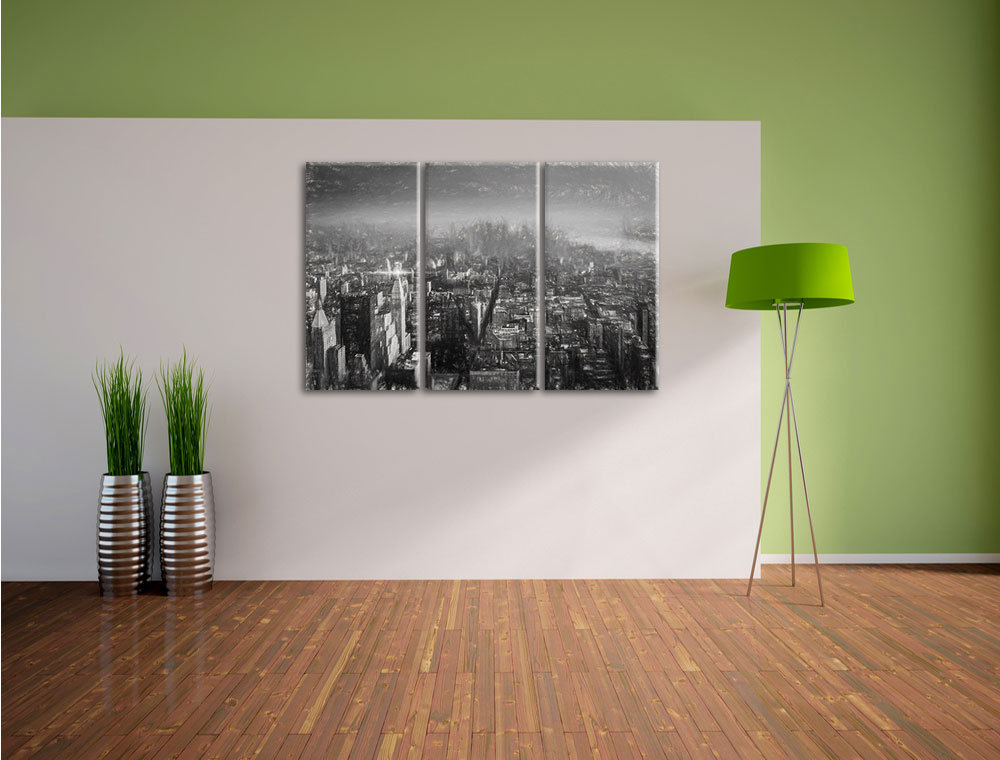 3-tlg. Leinwandbild-Set „New York City bei Sonnenuntergang“, Kunstdruck