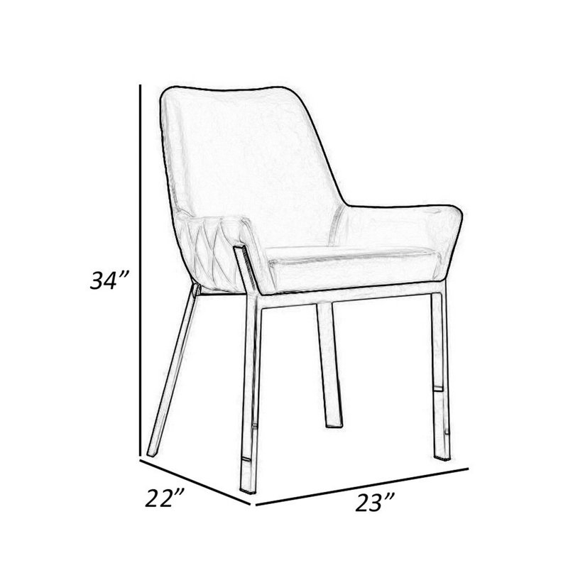 Ensemble de 2 chaises de salle à manger 23 po Muraida, rembourrage en mousse, similicuir blanc, argent, Blanc