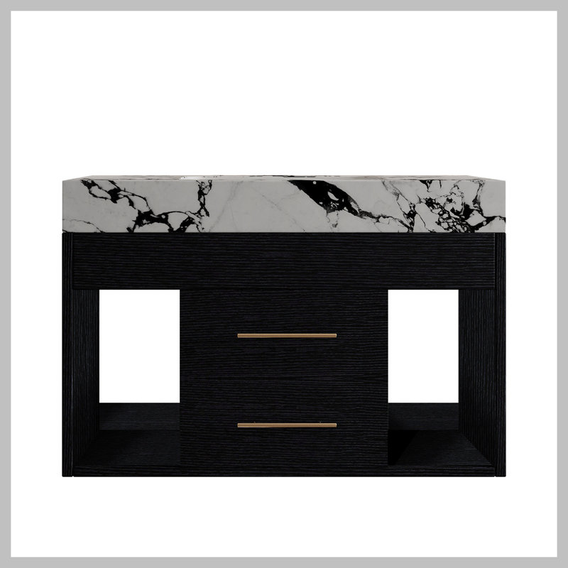 Ensemble de meuble-lavabo mural flottant 29,9 po, Noir, Blanc/Noir