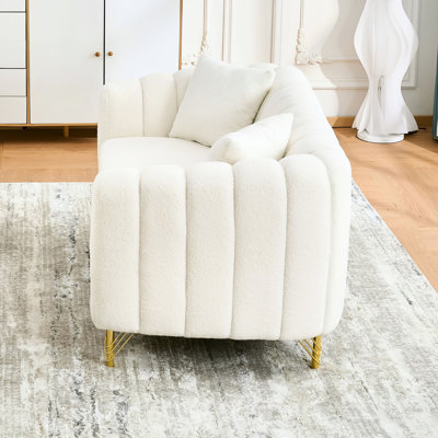 Canapé de luxe en chenille 2 places 61 "avec pieds en métal doré 61", pour espaces éclectiques Design moderne tropical - Inspired Living