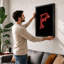 Neon Dolphin Leap Minimalist - Framed Print-583301668-583301671
