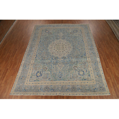 Handmade Blue Traditional Area Rug 10x13