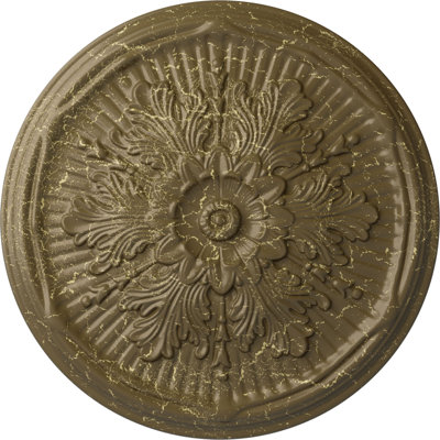 Endurathane Luton Ceiling Medallion, 21"OD x 2"P (Fits Canopies up to 3 1/2"), Hand-Painted Mississippi Mud Crackle Finish