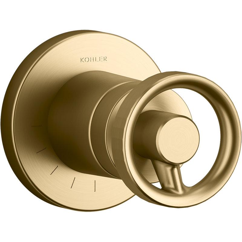 Garniture de valve à contrôle de volume avec poignée industrielle Composants ™, Laiton brossé moderne éclatant
