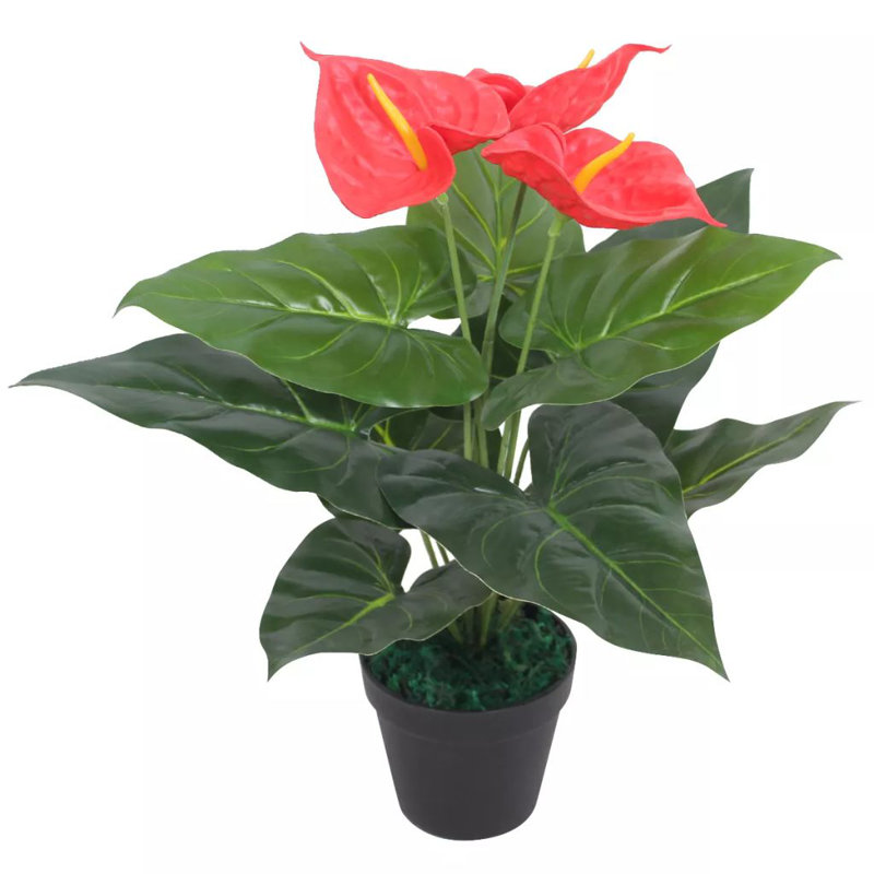 Faux Anthurium Plant in Pot, 45cm H