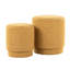 Tissu jaune au style contemporain, couvercles amovibles pour optimiser le rangement, assise confortable grâce au rembourrage en mousse, deux poufs, aucun assemblage requis, capacité de 113 kg, usage intérieur, 14,58