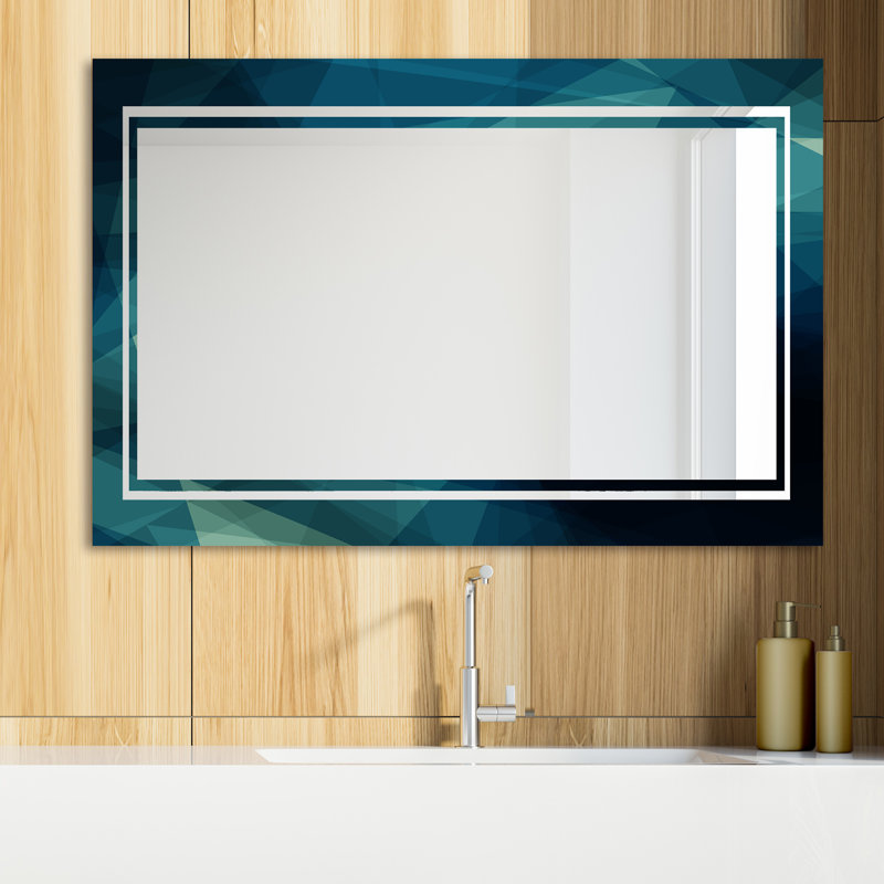 Glam Mirror - Modern Wall Mirror, 29.5" H x 39.4" W, Shades Of Blue