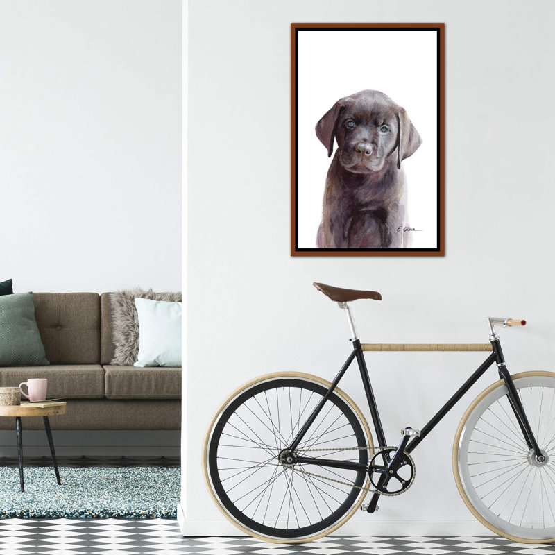 «Chocolate Lab Puppy» par Watercolor Luv - reproduction d'art, Pas de tapis, H 40 po x l 26 po x P 1,5 po