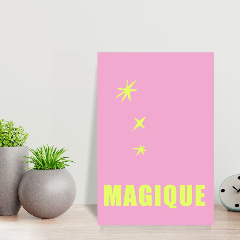 Magique Pink Stars Abstract Modern Playful Landscape Nature Wall Art Print 1 Piece Wrapped Canvas Wall Art