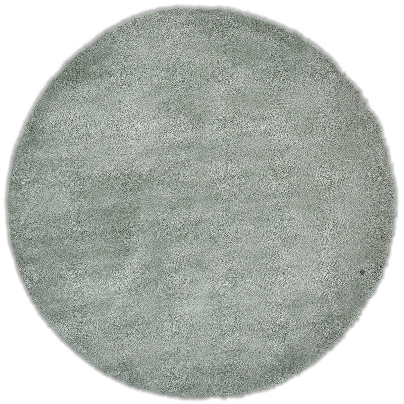 Cozy Handmade High Pile Mint Green Rug, Rund 100 cm
