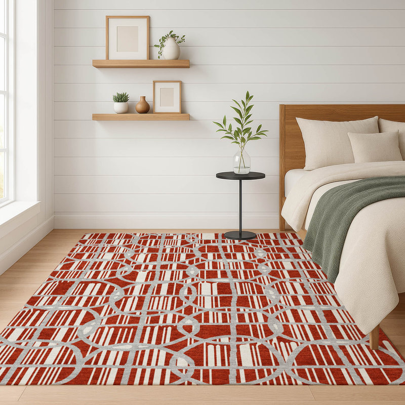 Machine Washable Indoor/Outdoor Chantille ACN2769 Geometric Rug, Red, 9' x 12'