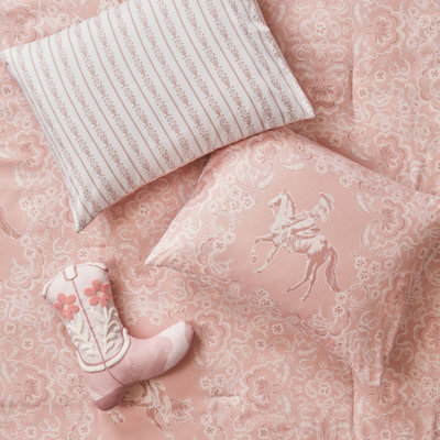 Ensemble de literie rose western cowgirl, couette en microfibre pour lit simple/simple XL