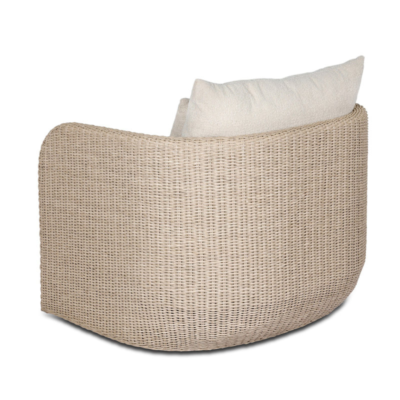 Corrigan Outdoor Swivel Chair-Dark Textured Woven, Vintage White