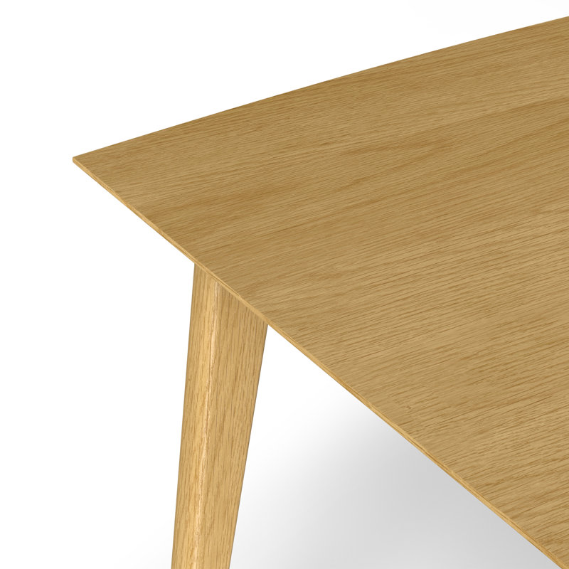 Mid-Century Modern Oak Wood Rectangular Dining Table for Six