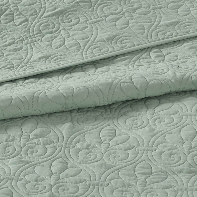 Seafoam Twin Reversible Microfiber Quilt Set