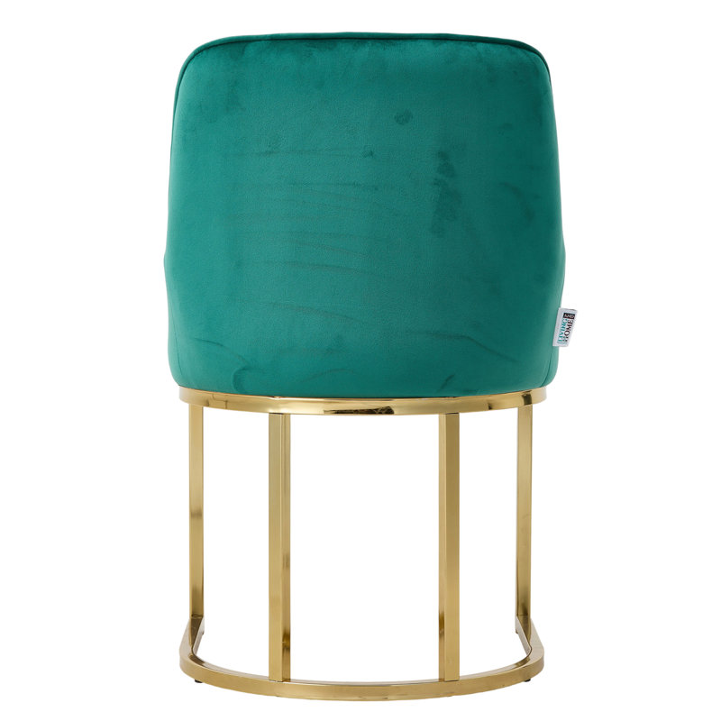 46cm H Velvet Upholstered Metal Wing Back Armchair, Green