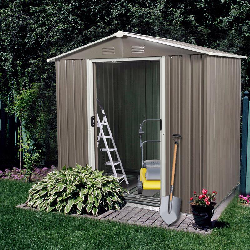 6Ft X 5Ft Outdoor Metal Storage Shed, 72.44" H x 72.44" W x 46.85" D