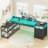 67" L Shaped Desk With Drawers, Computer Office Desk With Storage Shelves & Power Outlet, Reversible Gaming Desks With Led Lights For Home Office
